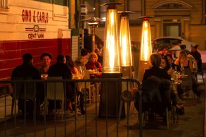 Galvanized heater for outdoor restaurant